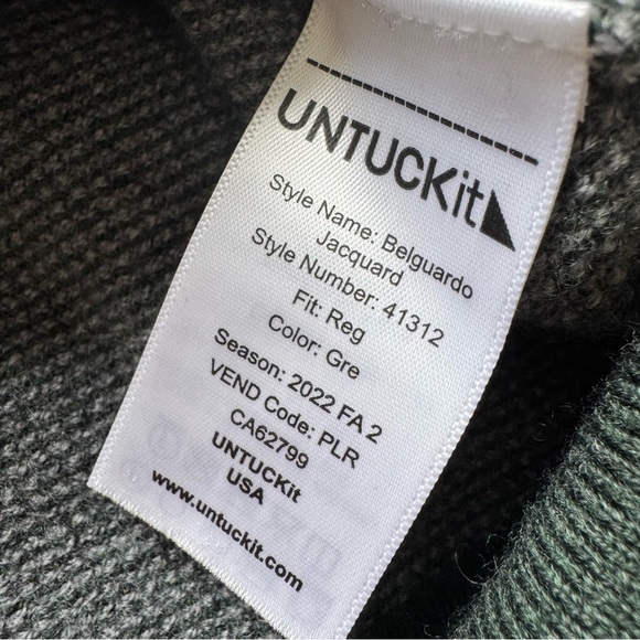 Untuckit Sweater Belguardo Merino Wool 1/4 Zip Knit Pullover gray large - Picture 7 of 8